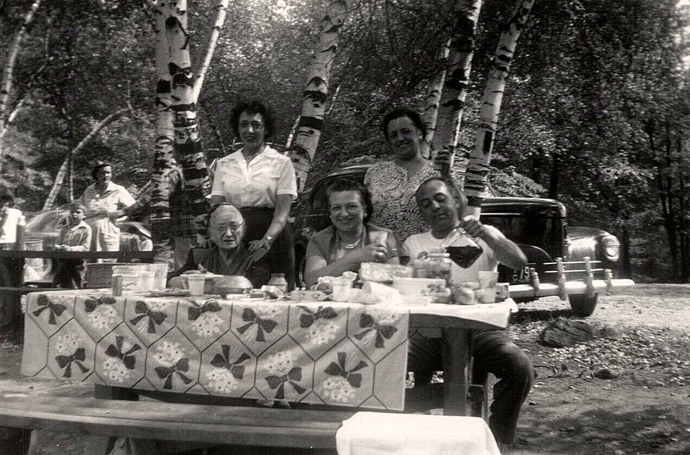 Vintage Photo Old Antique Picture Family Portrait Picnic Food Car Men Women