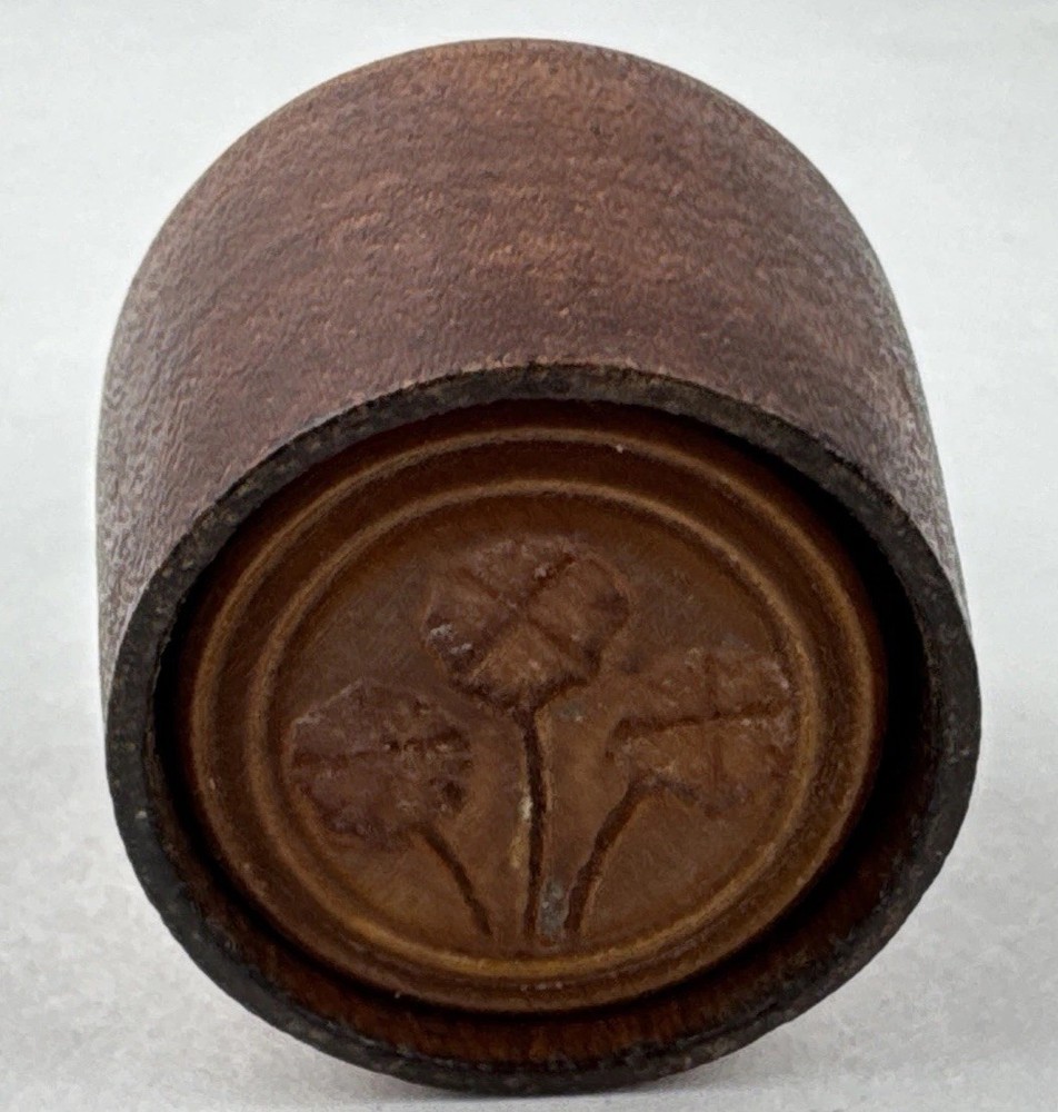Vintage Wood Butter Stamp Mold with 3 Flower Design 2.75in Cookie Press