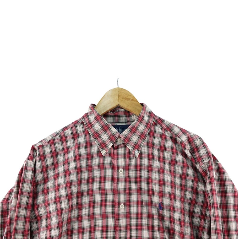 Vintage Mens L Polo Ralph Lauren Blake Plaid Button Down Shirt Classic Fit