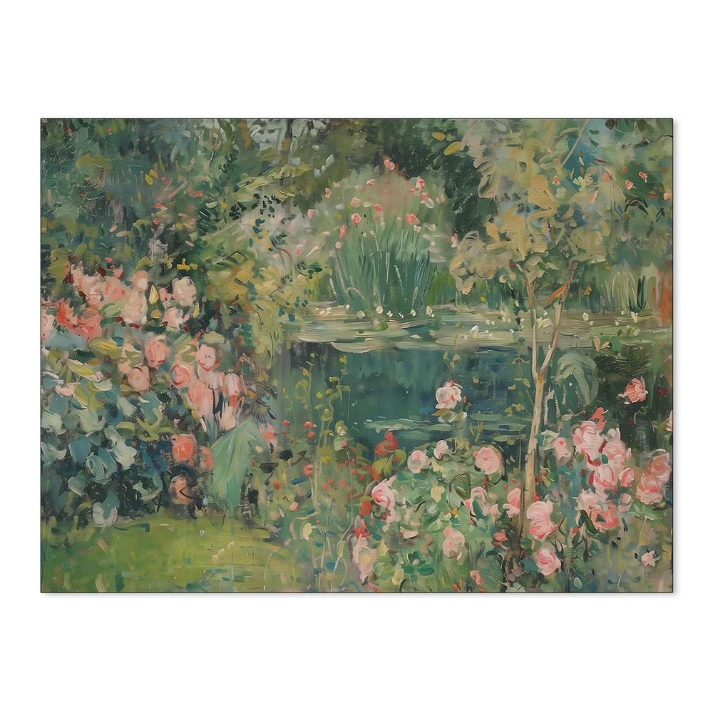 Sage Green Scenery Garden Wall Art Landscape Botanical Wildflower Poster Natu...