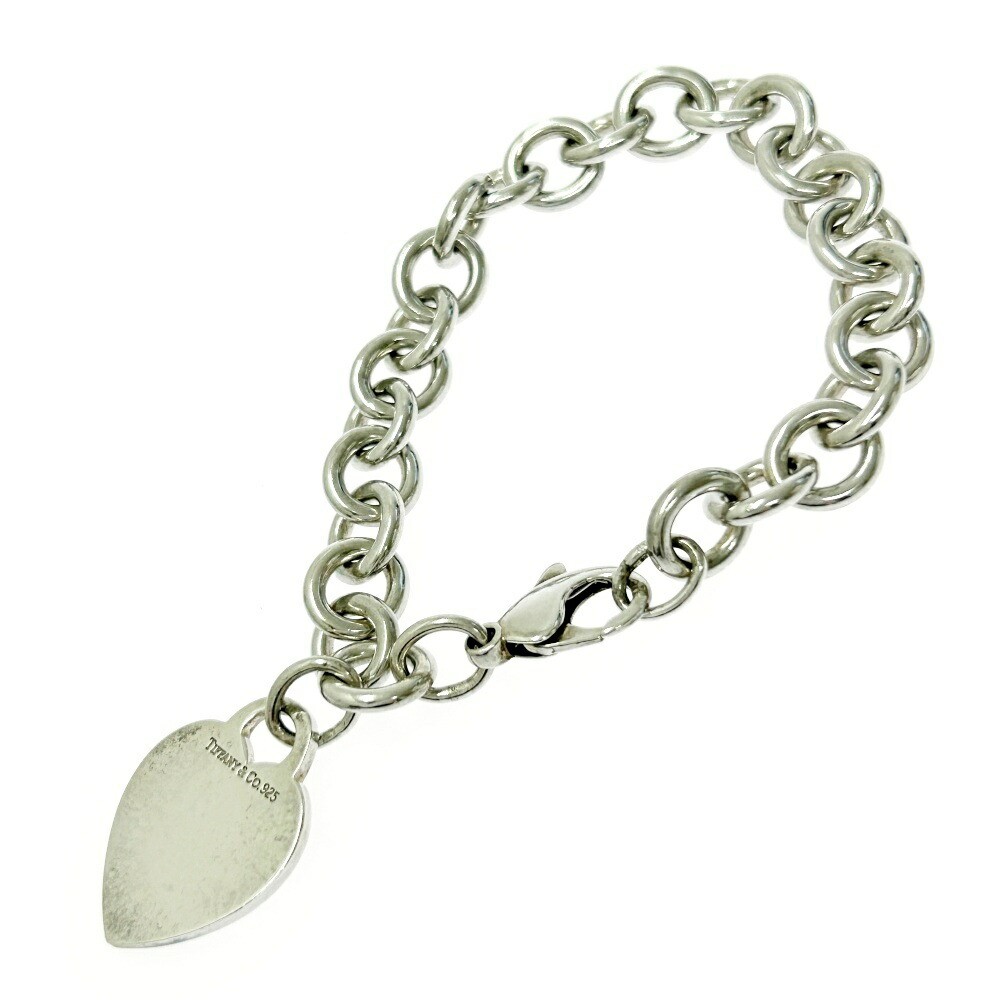 Tiffany & Co 925 Silver Heart Tag Bracelet 35.3g Engraved Pre-Owned