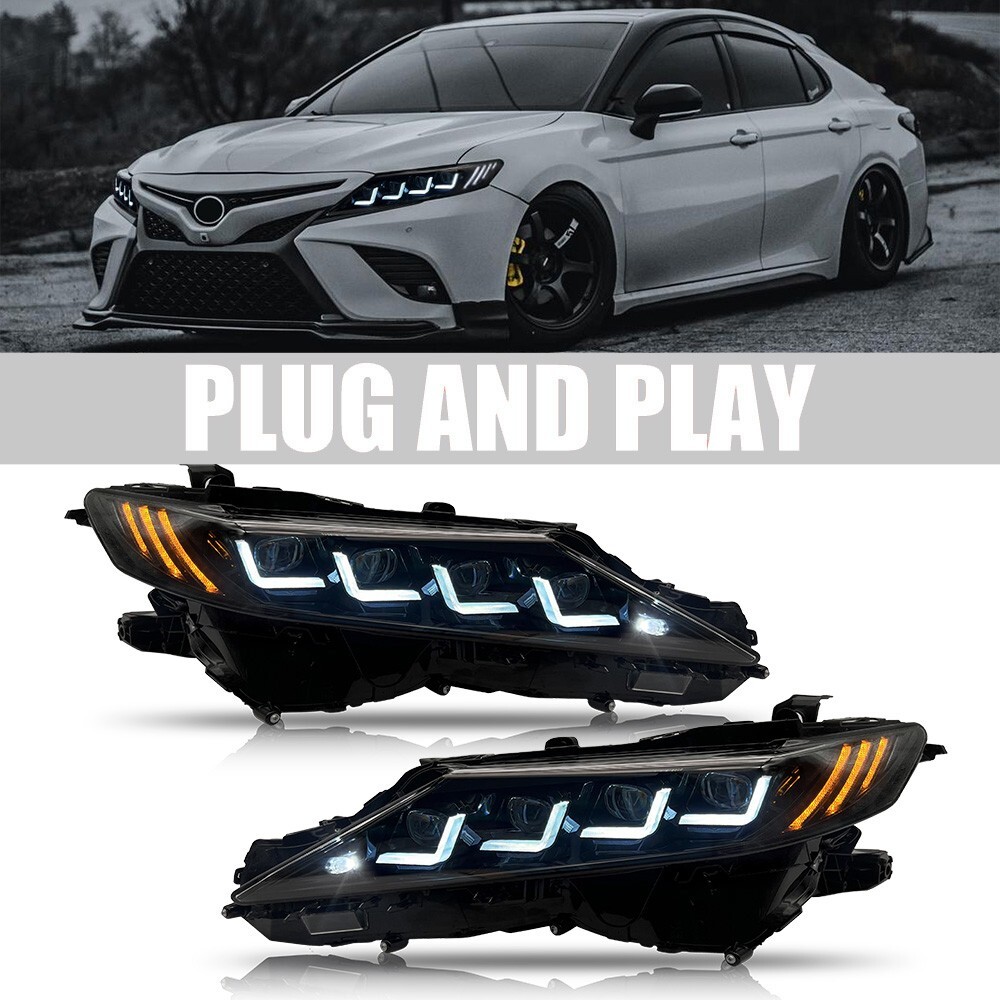 1 Pair LED Sequential Headlights For 2018-2024 Toyota Camry 8Th Gen Front Lamps