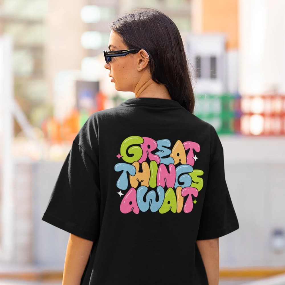 Trendy Oversized Women's Regular  T-Shirt with Bold Back Graphic Print