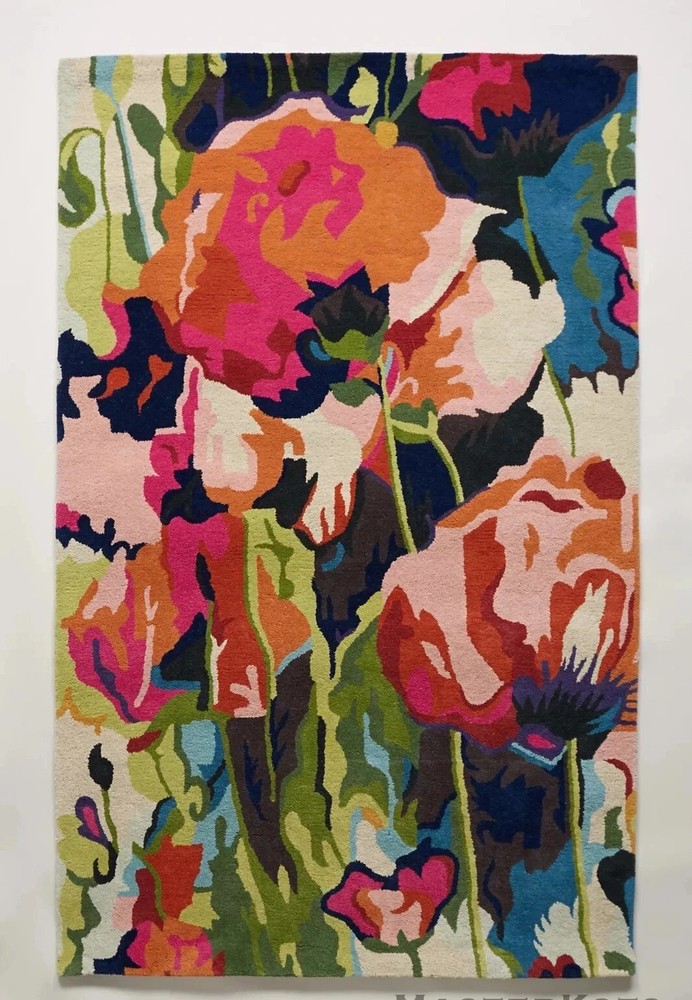 Briant Floral Multicolored Modern Hand-Tufted 100% Wool Area Rug Carpet