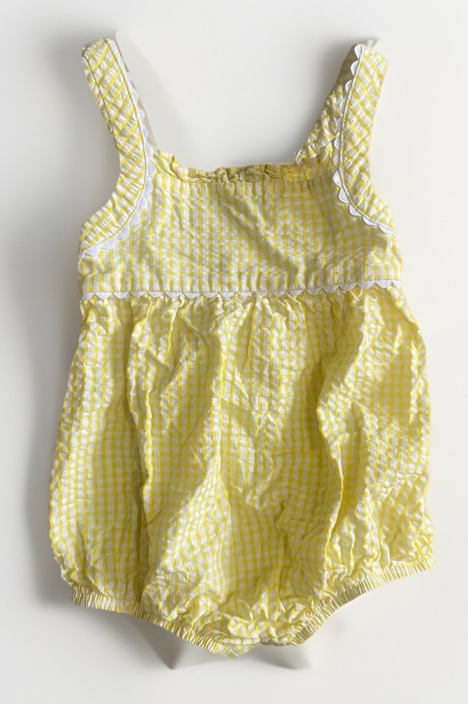 STARTING OUT 24 Month Baby Yellow Gingham Bubble Sunsuit Cotton Seersucker