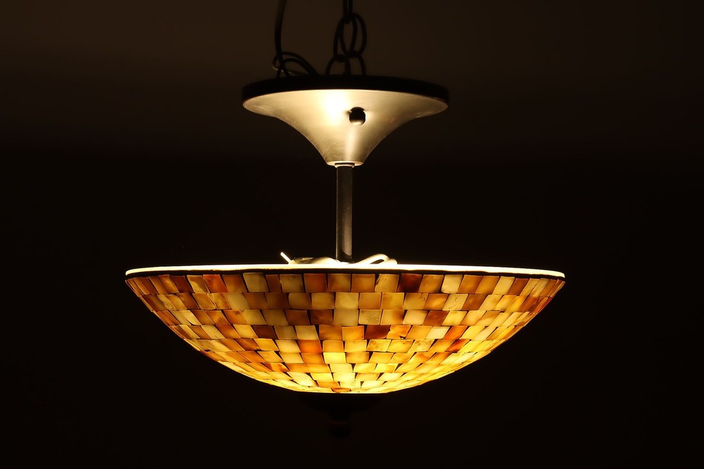 Mosaic Shell Tile Ceiling Light Fixture, Quoizel #48561