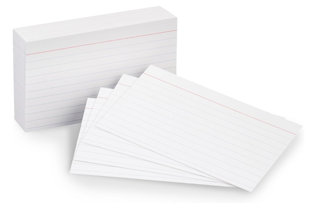 Heavy Weight Ruled Lined Index Cards, White, 3x5 Inch, 100-Count Pack