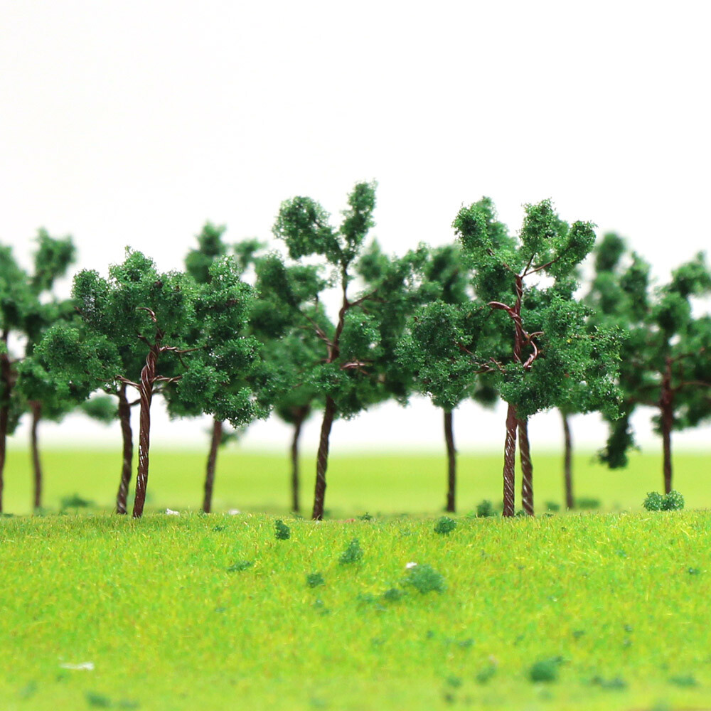 D4524 50pcs N Scale 1:160 Deep Green Model Trees Iron Wire Train Layout 45mm