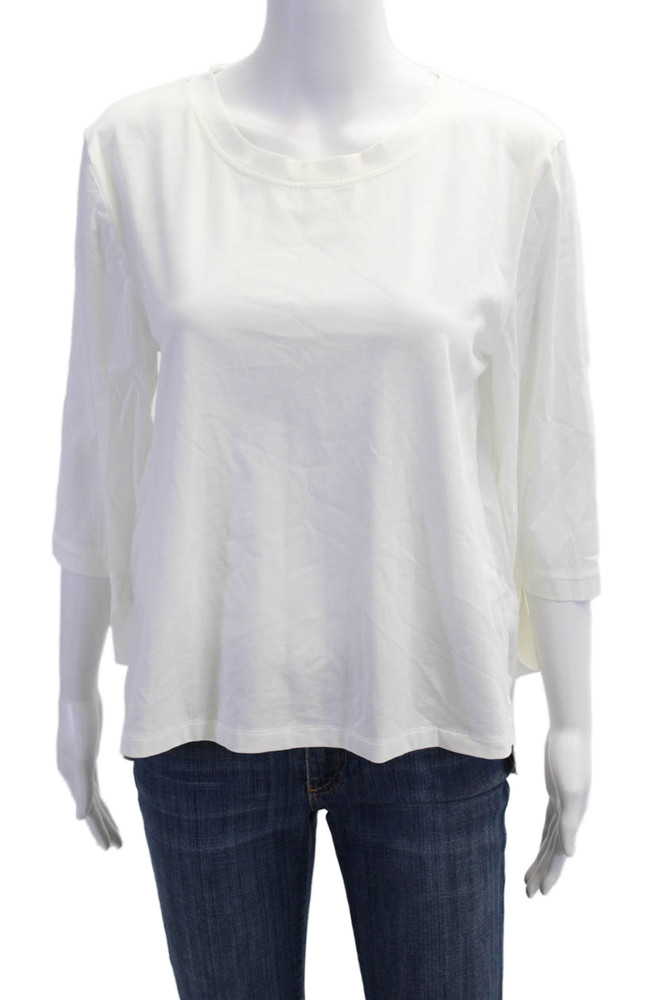 Elliott Lauren Womens White Crew Neck 3/4 Sleeve T-Shirt Size SFree Shipping in US $100+ Orders | $6.95 Orders Below