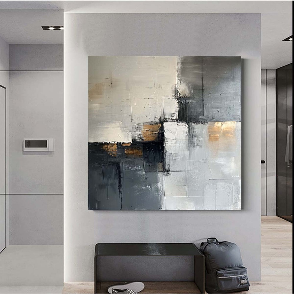 Large Grey Handmade Oil Paintings On Canvas Abstract Wall Art Modern Home Decor