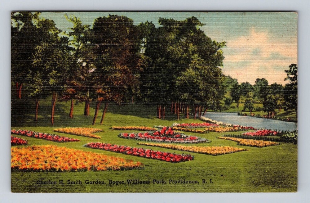 Providence RI-Rhode Island, Smith Garden, Roger Williams Park, Vintage Postcard