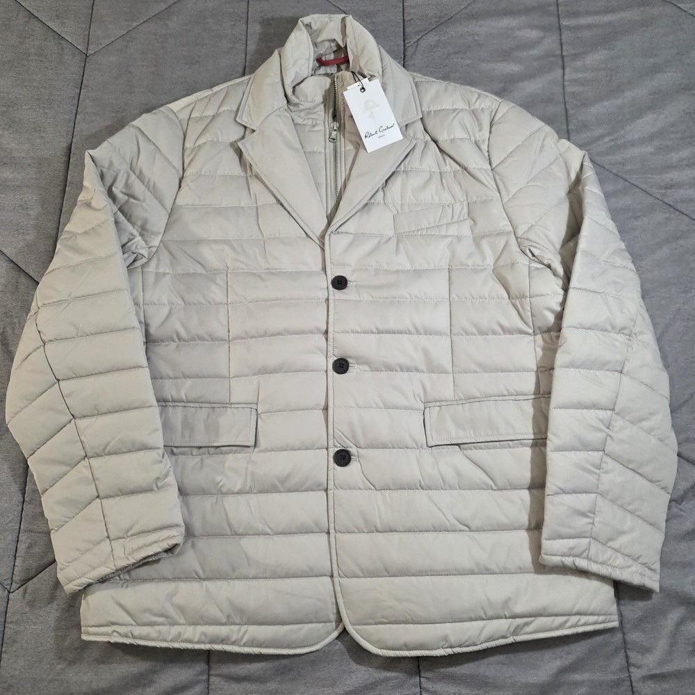 Robert Graham Men’s XL Quilted Puffer Jacket Removable Bib Grey/Stone NWT $326