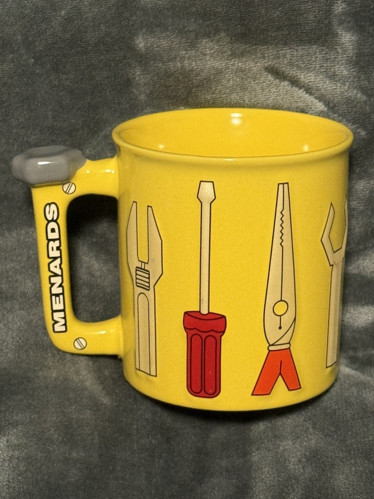 MENARDS Large Coffee Mug with Yellow 3D Tool Pliers Wrench Screwdriver NEW Gift