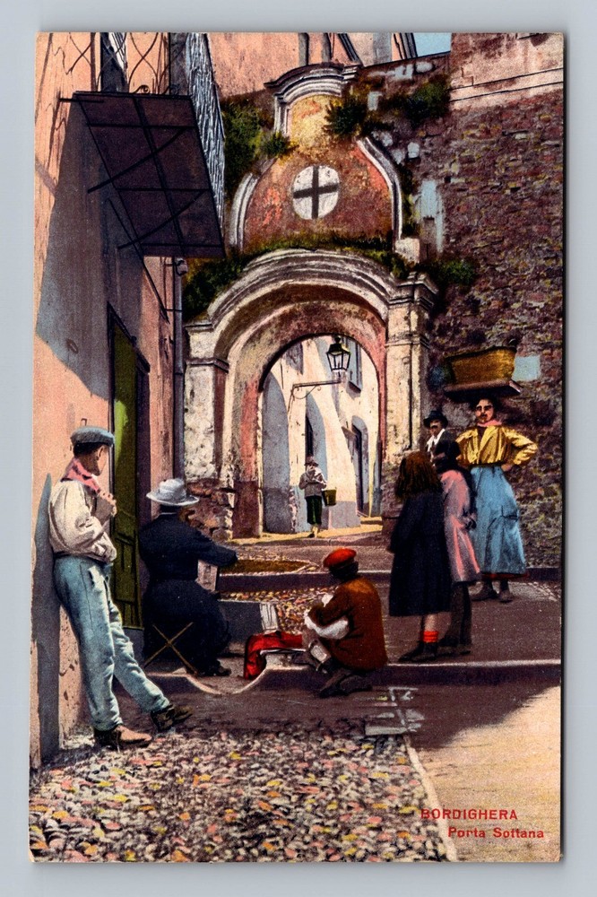 Italy- Bordighera Historic Town Gate Standard Postal PC Old Vintage Postcard