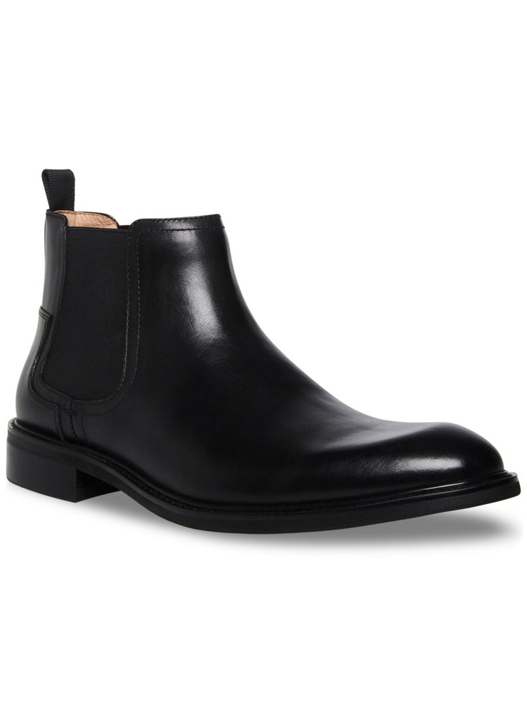 Steve Madden Men's Black Leather Chelsea Boot Round Toe Slip On Size 13 M