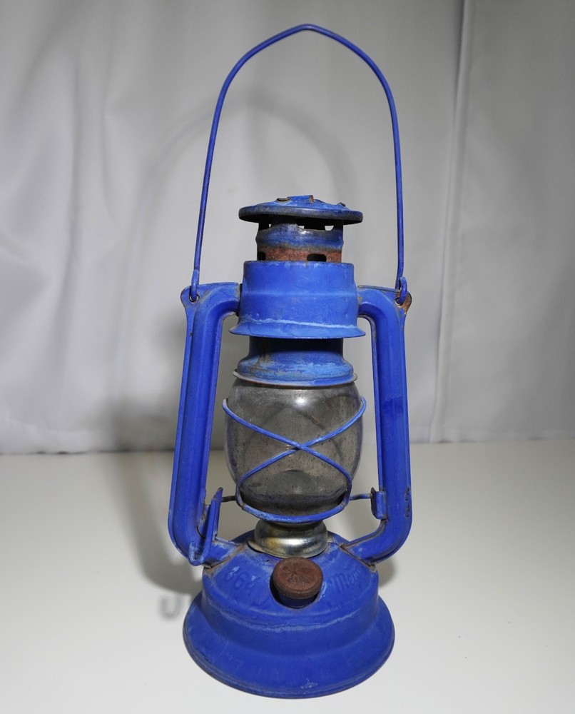 Vintage Meva Blue Kerosene Oil Lamp Made in Czech Republic No. 864