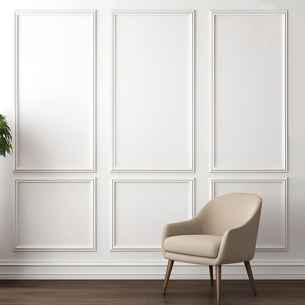 Peel and Stick Wall Molding Kit - 3D Wainscoting Panels Set of 6 | Pre-Cut Moder