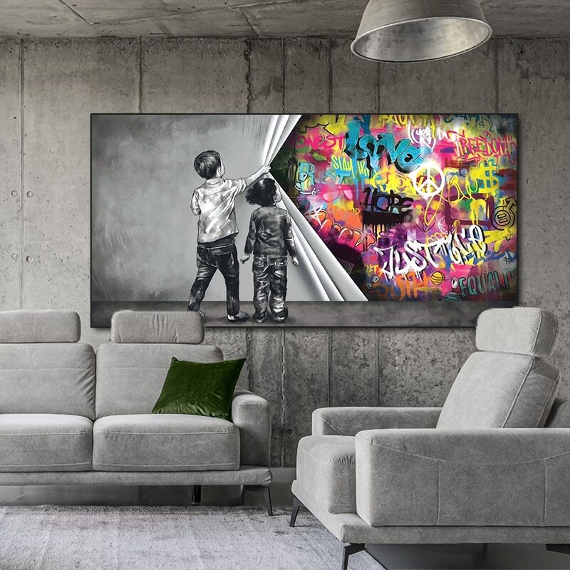 Abstract Child Graffiti  Canvas Wall Art Picture Home Decor-image