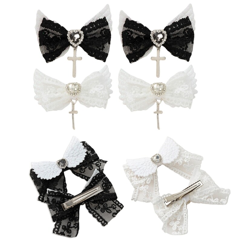 Lace Bowknot Wing Side Hair Clip for Girls Subculture Style