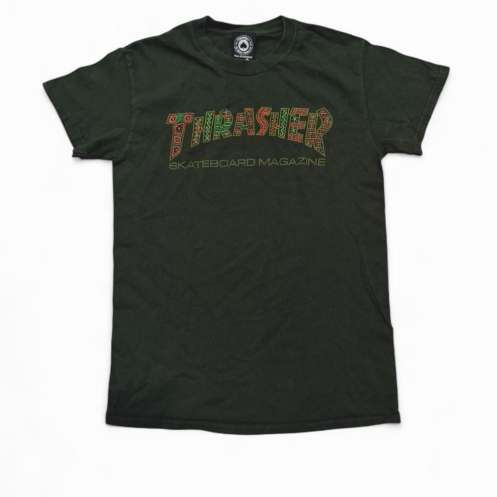Thrasher Skateboard Davis Logo Magazine Black Graphic Print Men's T-Shirt