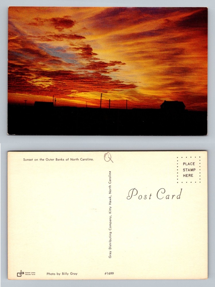 Outer Banks, NC-North Carolina, Sunset View Beach Coastline Vintage Postcard