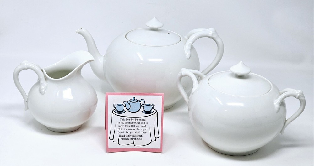 Antique Haviland & Co France White Teapot Sugar Creamer Set 1882