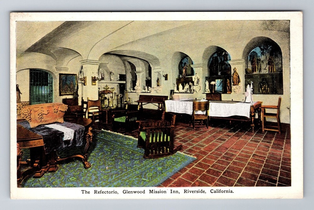 Riverside CA-California, Glenwood Mission Inn, Refectorio, Vintage Postcard