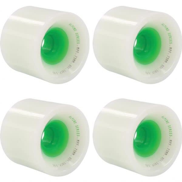 73mm 80a Blood Orange Alpine White/Green Skateboard Wheels 4-Pack