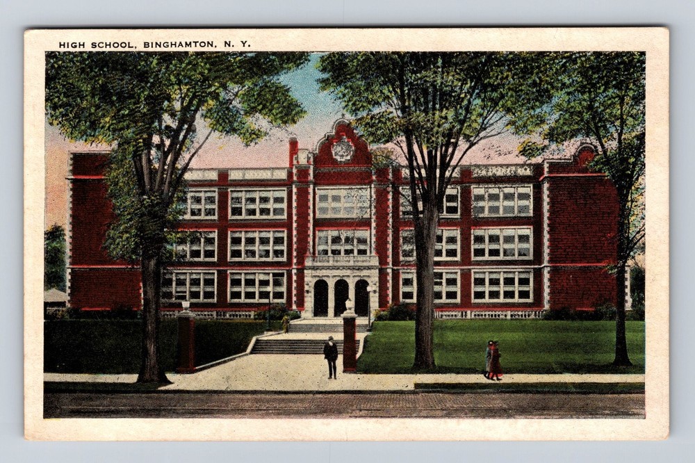 Binghamton NY-New York Outside High School Vintage Postcard