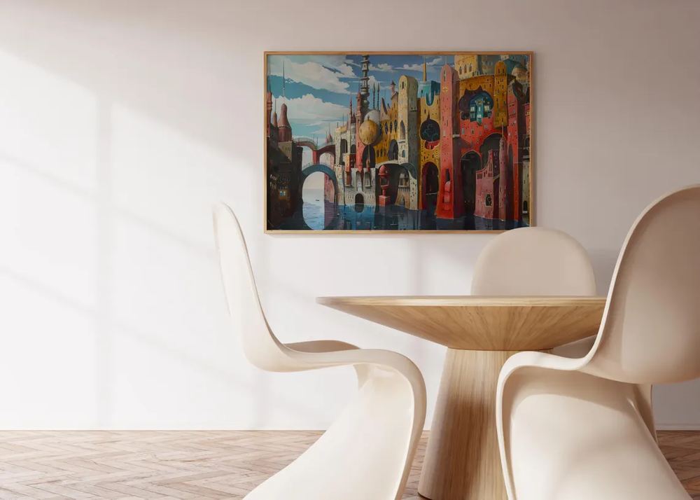 Colorful City Unknown Civilization Art  Poster Premium Quality Choose your Size