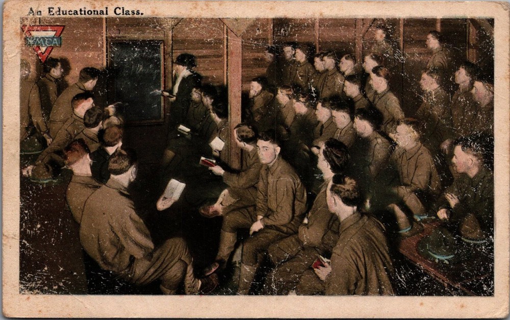 WWI YMCA Educational Class Soldiers Postcard 1918 Trenton NJ Military