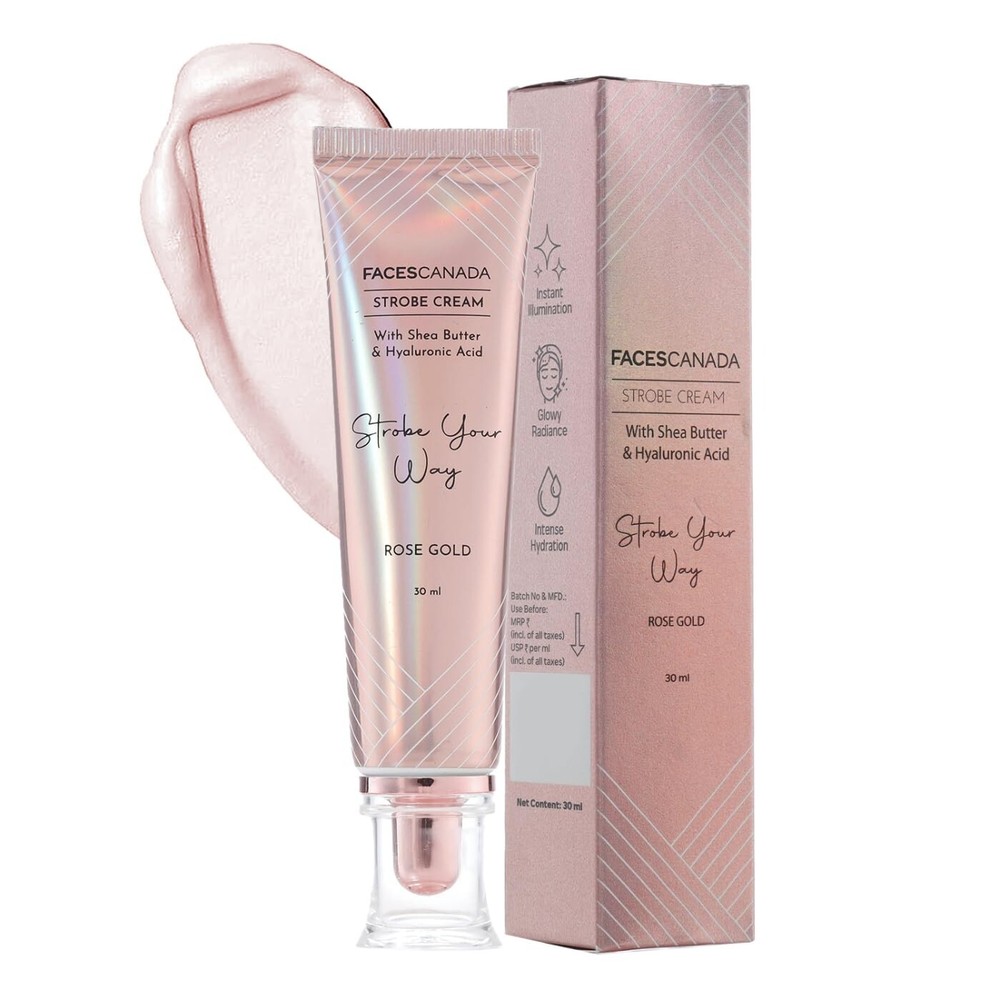 FACES CANADA Strobe Cream 30g with Shea Butter Hyaluronic Acid Rose Gold Glow
