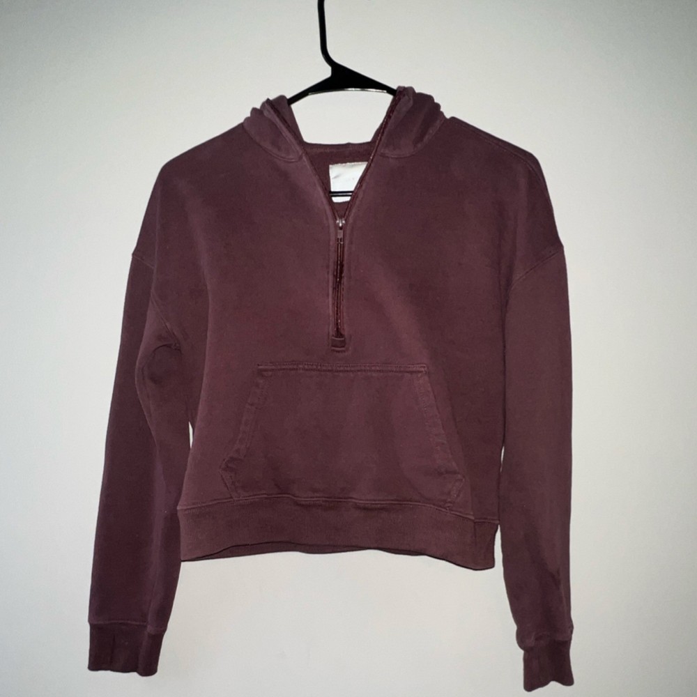 Ultra Flirt Mauve 1/2 Zip Hoodie Sweatshirt Women's Size M Fleece Long Sleeve