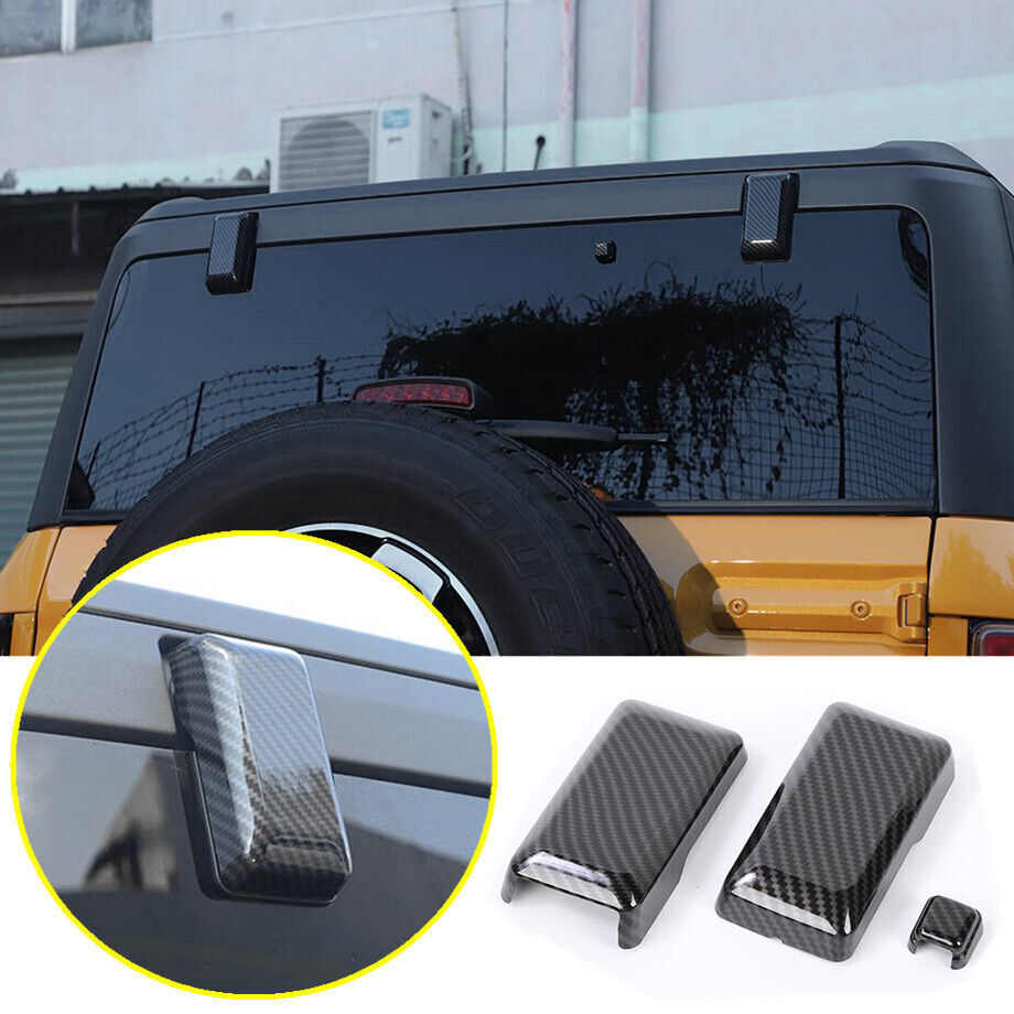 For 22-2023 Ford Bronco Carbon ABS Rear Window Liftgate Glass Hinge Cover Trim
