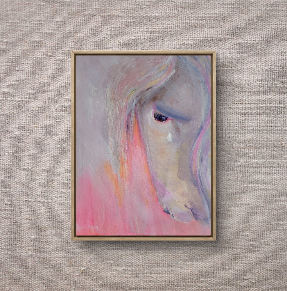 Original painting 11 X14  Contemporary Modern Horse Acrylic Canvas Signed