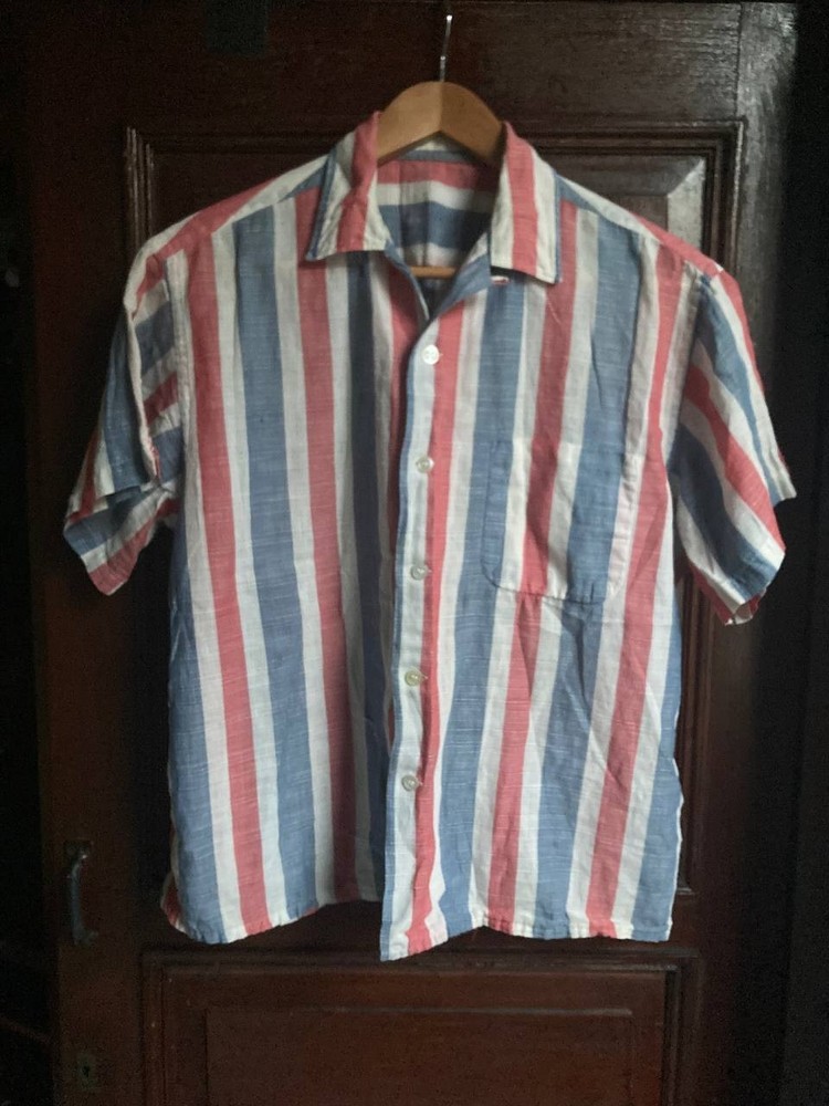 Vtg 50s 60s thin Americana Loop Camp Shirt  - Adult S - lite distressing- cotton