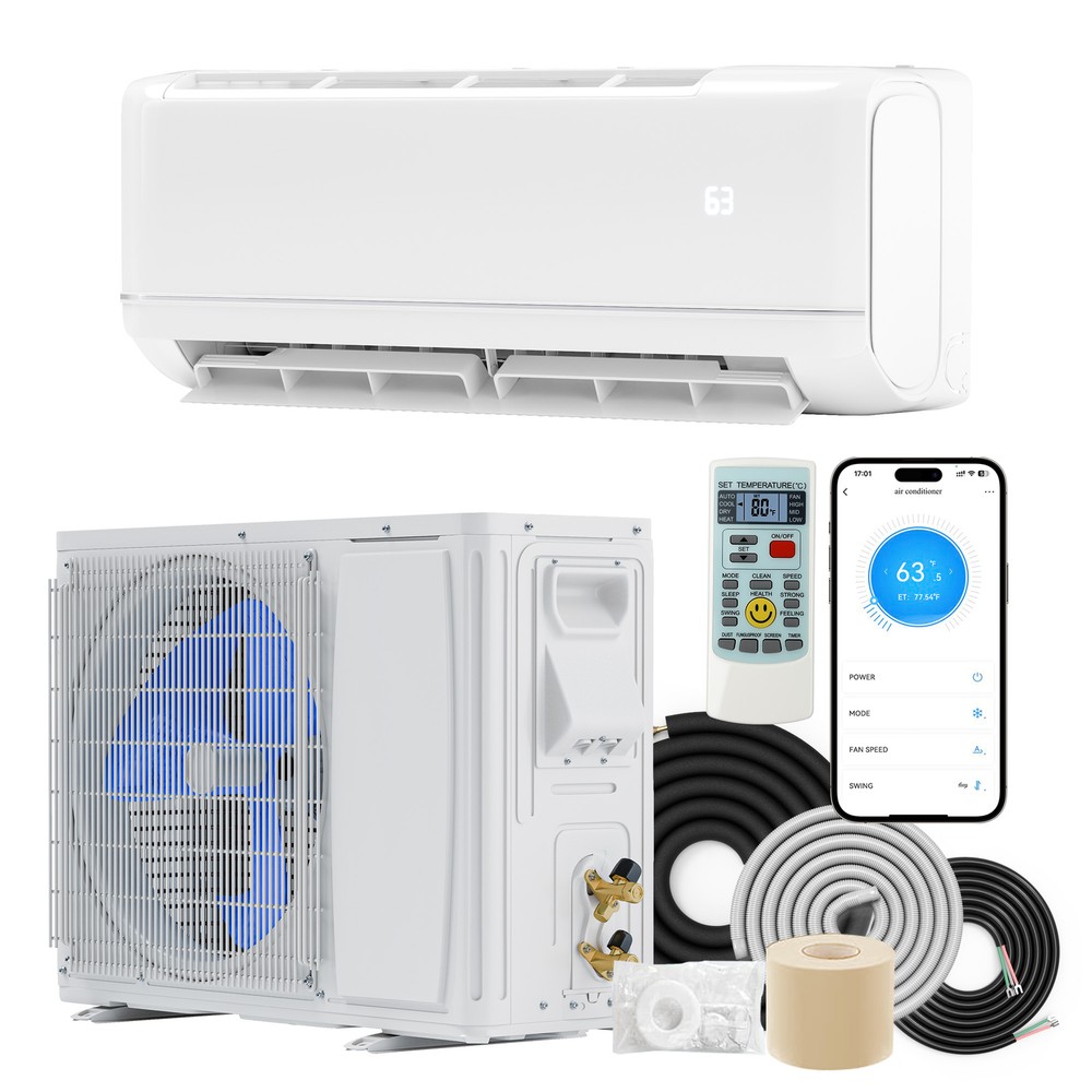 24000 BTU 220V Mini Split Air Conditioner Heat Pump System Wifi Ductless