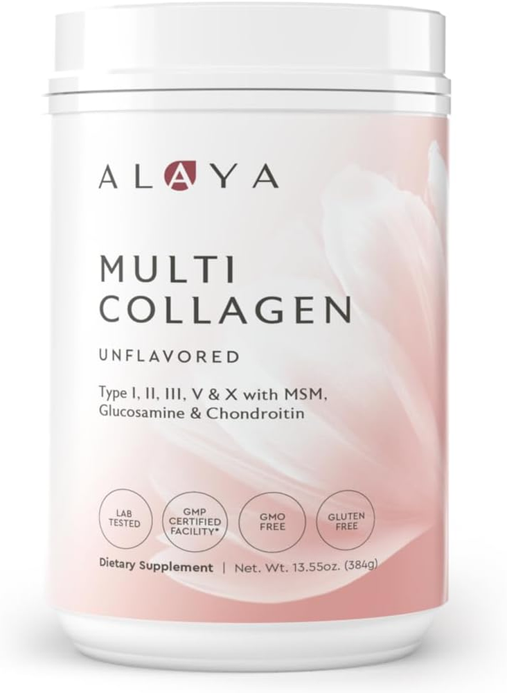 Alaya Multi Collagen Powder - Type I, II, III, V, X Hydrolyzed Collagen Peptides