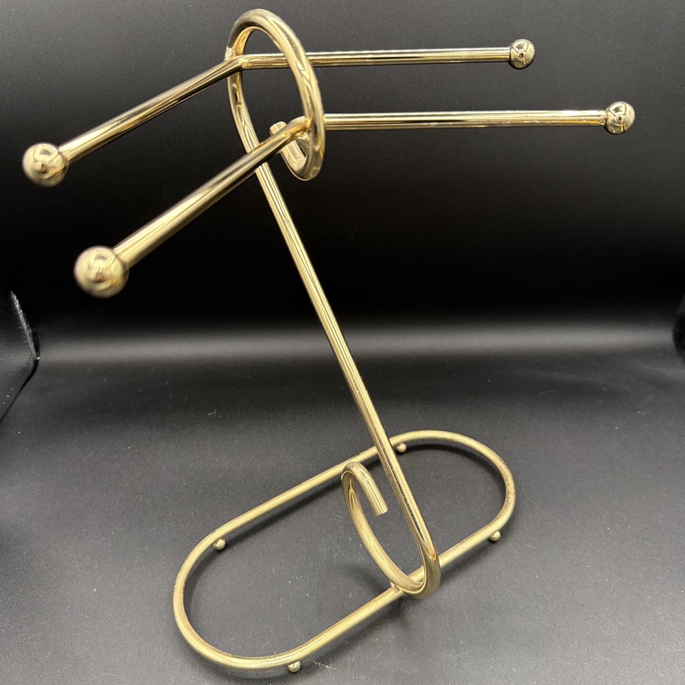Vintage Hollywood Regency Gold Tone Or Brass Vanity Hand Towel Jewelry Holder