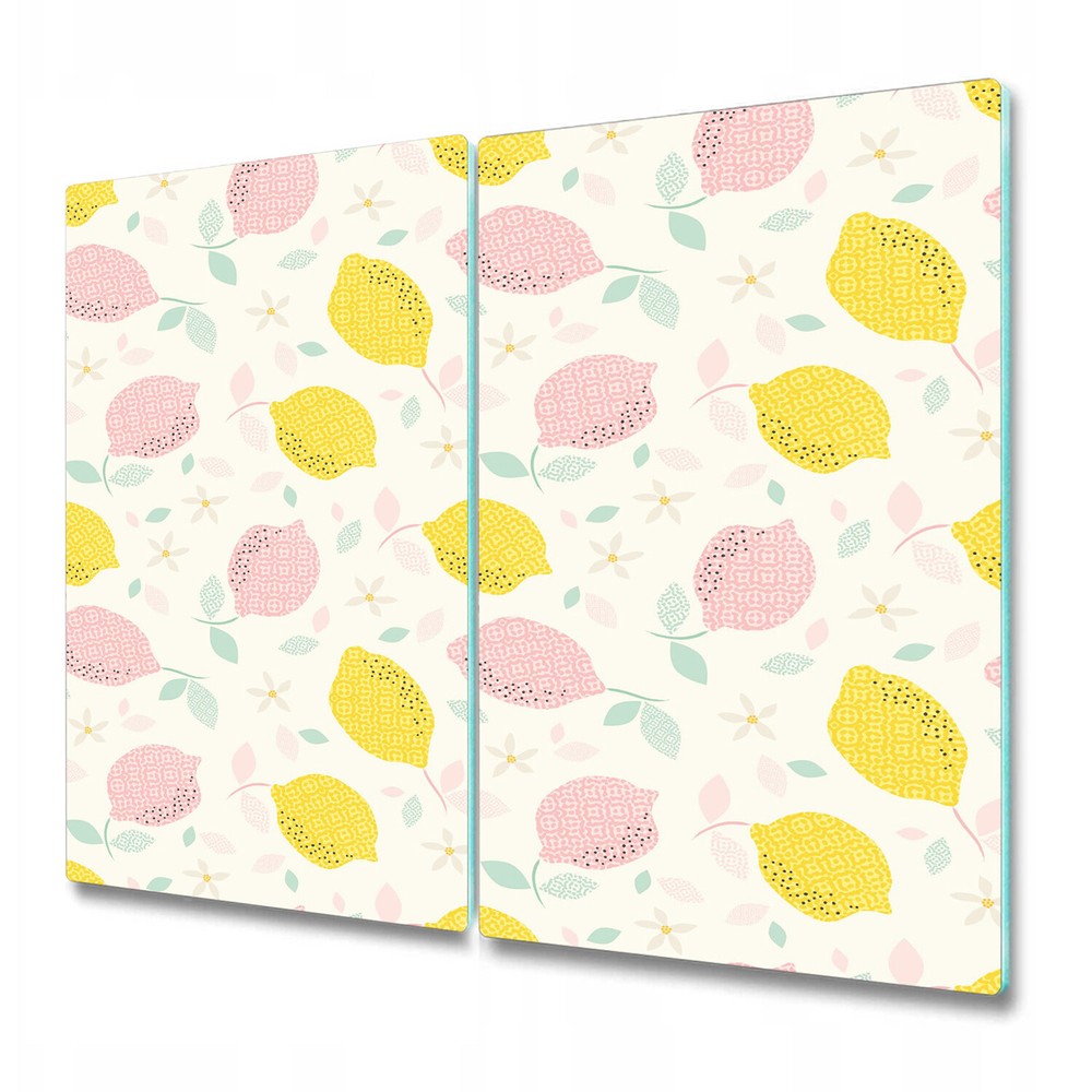 Glass Cutting Board Worktop Saver Lemon with Flowers Exotic Watercolour 2x30x52