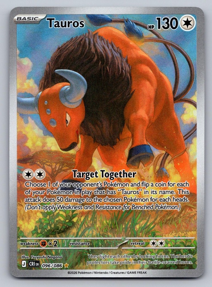 Tauros 096/086 Holo Illustration Rare Chaos Rising Pokemon Near Mint