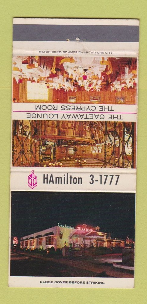 Matchbook Cover - Gaetaway Steak House Huntington LI NY 30 Strike