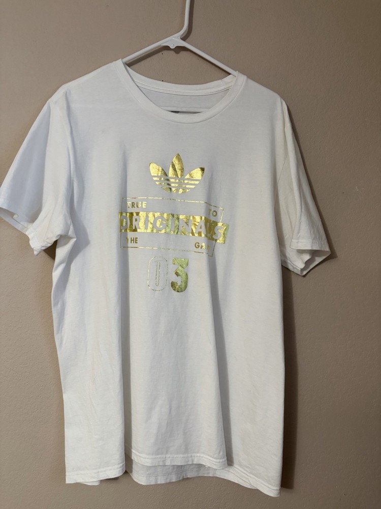 Adidas Originals T-shirt Mens Size XL White True to the Game Logo