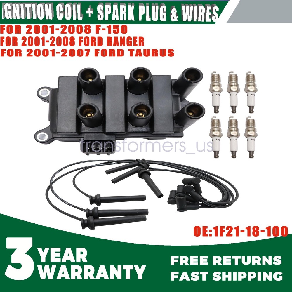 Ignition Coil + Spark Plug & Wires For Ford F150 E150 Taurus Mazda Mercury FD498