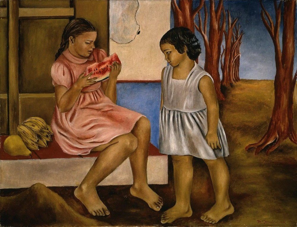 María Izquierdo Signed Handmade Oil Painting on Canvas 16x24 in Mexican Art..