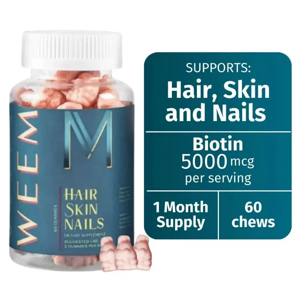 WEEM Vegan Biotin Gummies for Healthy Hair Skin and Nails Support