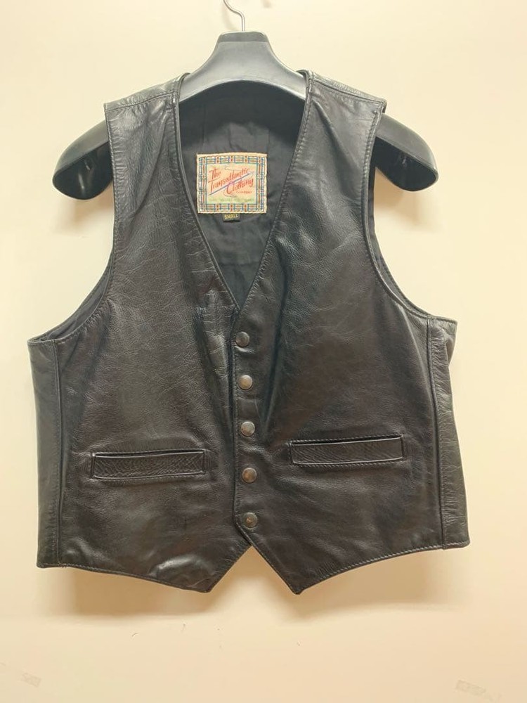 Aero Leather Horsehide Vest Black Men's Size S Used from Japan