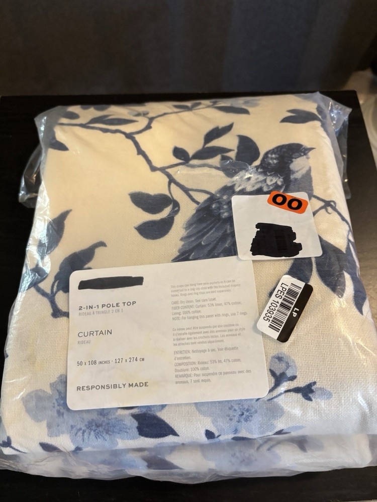 Pottery Barn Garden Floral Curtain, Light Filtering, 50W x108L, NWT