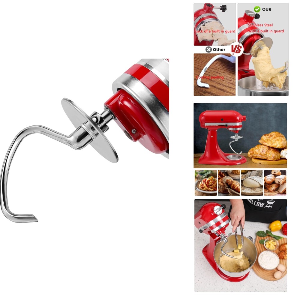 Stainless Steel Dough Hook for KitchenAid 4.5-5QT Tilt-Head Mixer