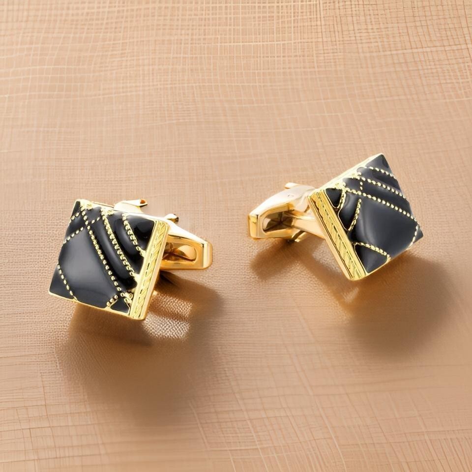 Gorgeous Classic Wedding Men Cufflinks 14KYellow Gold Plated 925 Sterling Silver